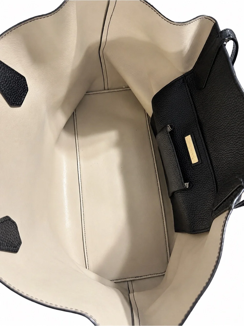 Tory Burch Black Pebble Leather Tote with Gold Logo